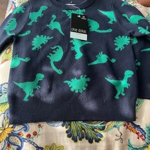 Okie Dokie Kids Dinosaur Sweater - Navy and Green